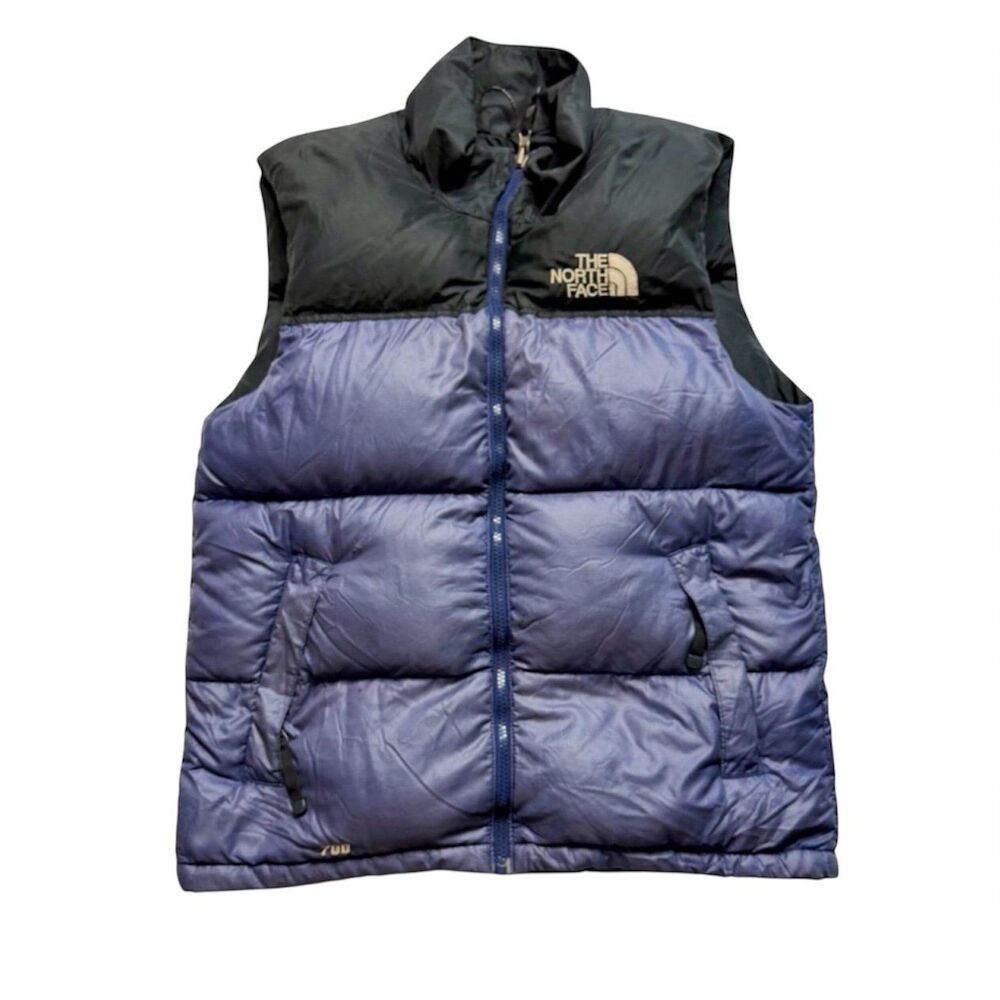 ⁠Pre-owned The North Face Nuptse 700 Down Puffer Vest Men Purple Black Small S